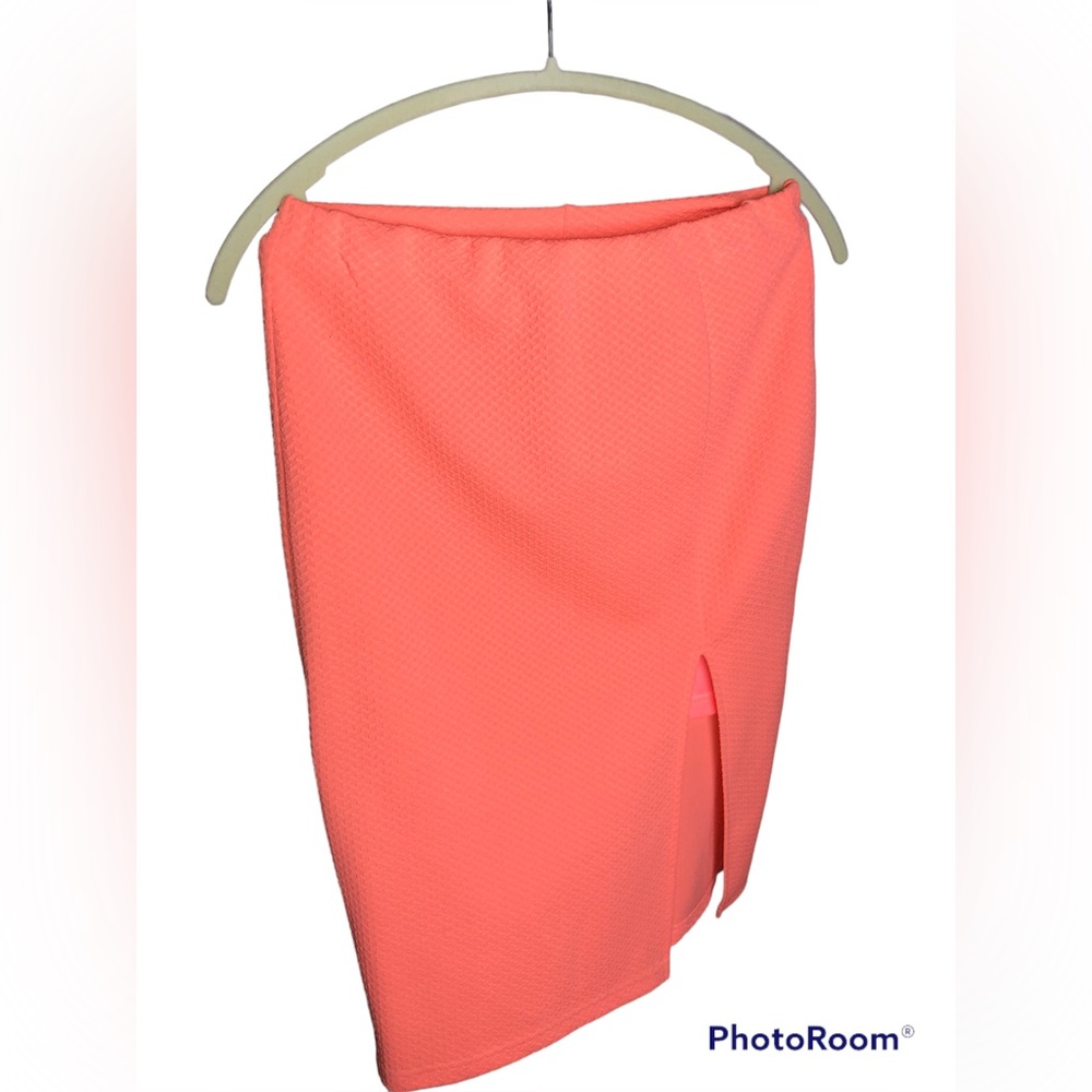 Astr coral orange textured midi skirt